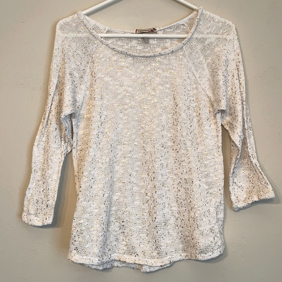 XL Loose Knit light Sweater-Cream with gold flecks - Picture 1 of 5